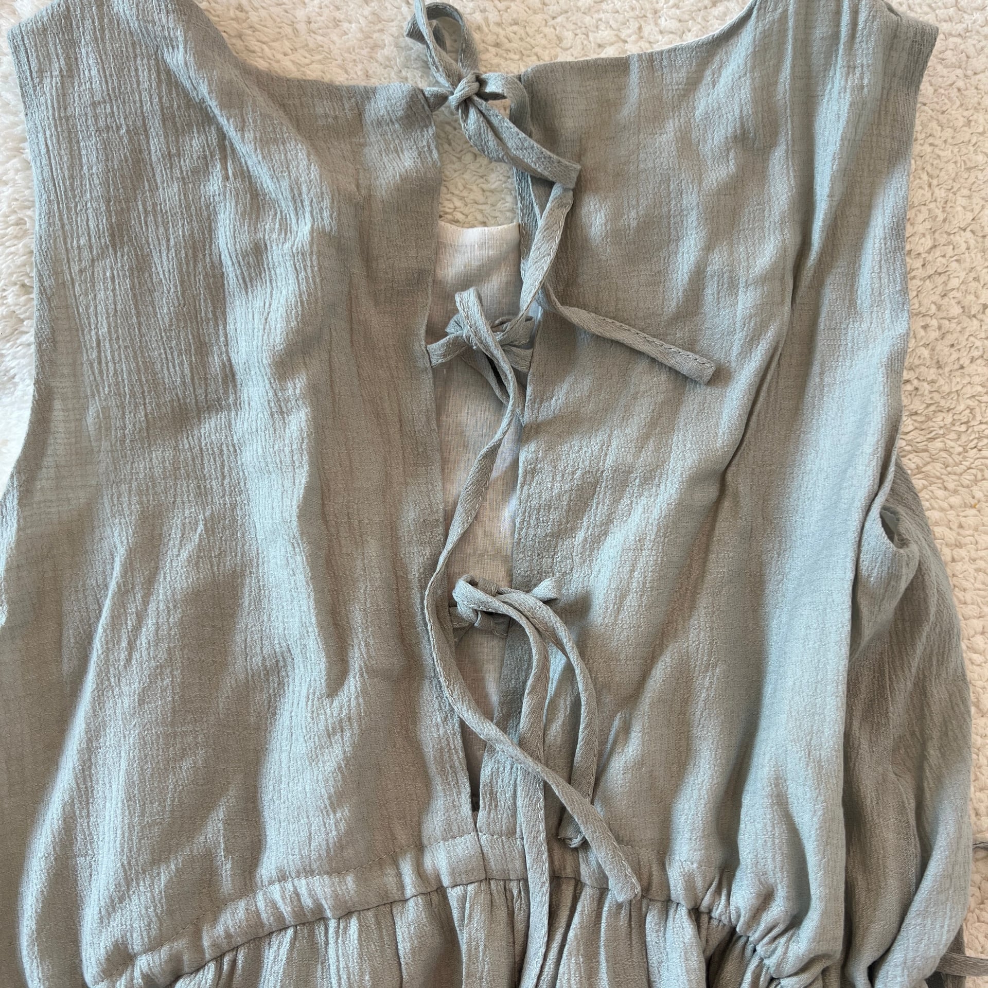 Basic House Sage Green Cotton Blend Midi Dress – Size S (Adjustable Waist) 7