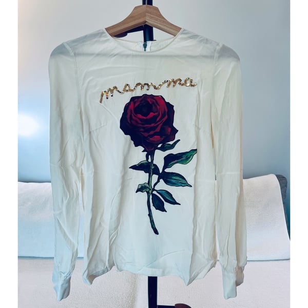 Luxury Silk Mamma Rose Silk Blouse with Sequin Embellishment