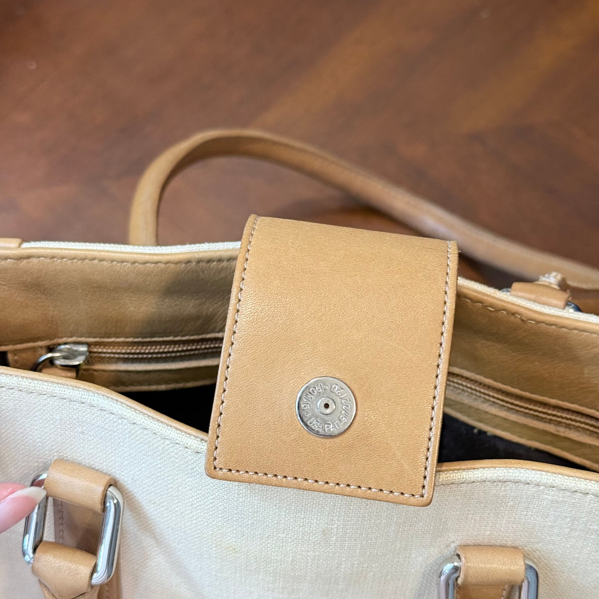 Rare Vintage Coach 9429 Bonnie Bucket Linen Leather Tan Cream Shoulder Bag 5