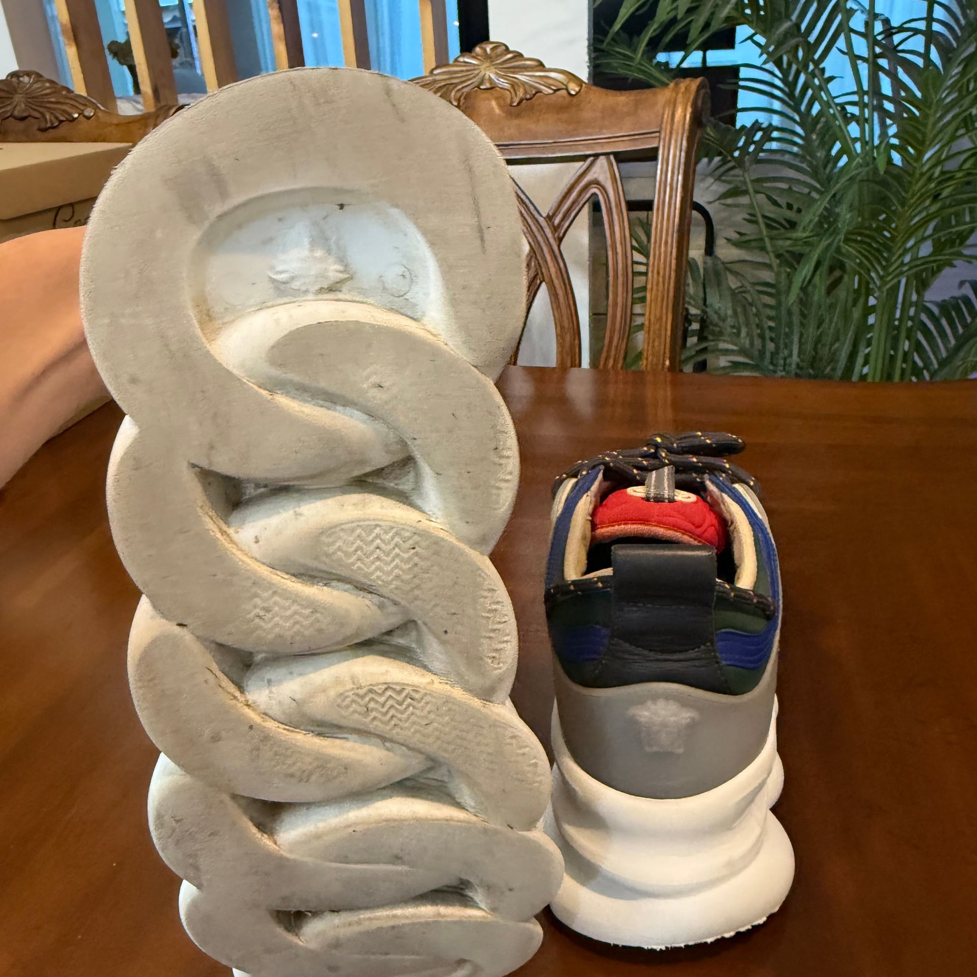 VERSACE Chain Reaction yellow blue suede sneaker 5