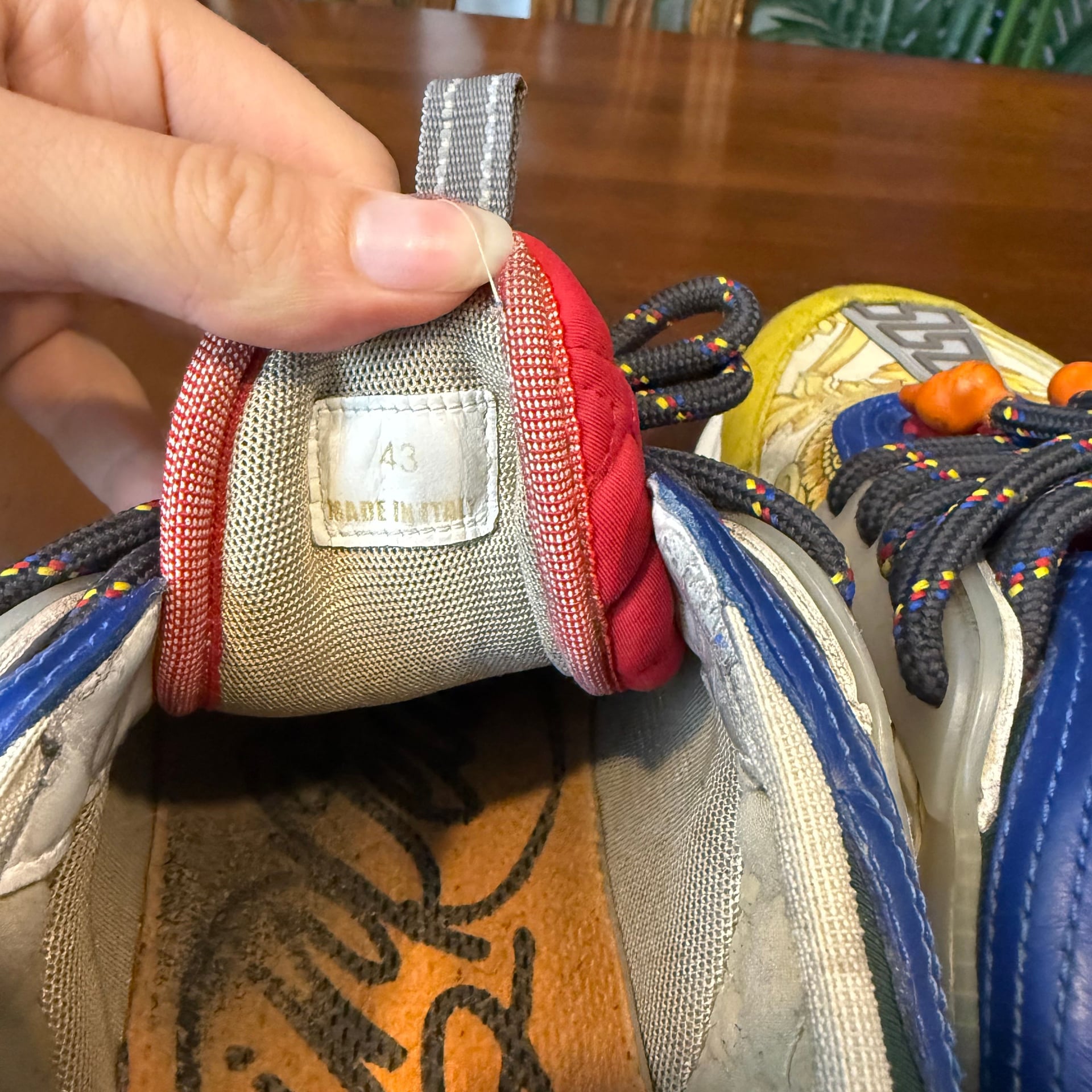 VERSACE Chain Reaction yellow blue suede sneaker 6