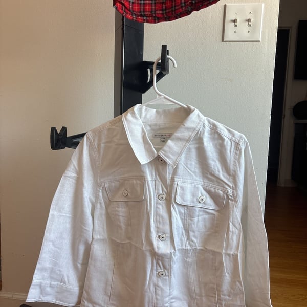Isaac Mizrahi Live! White Button-Up Linen Blend Jacket - Size 22W