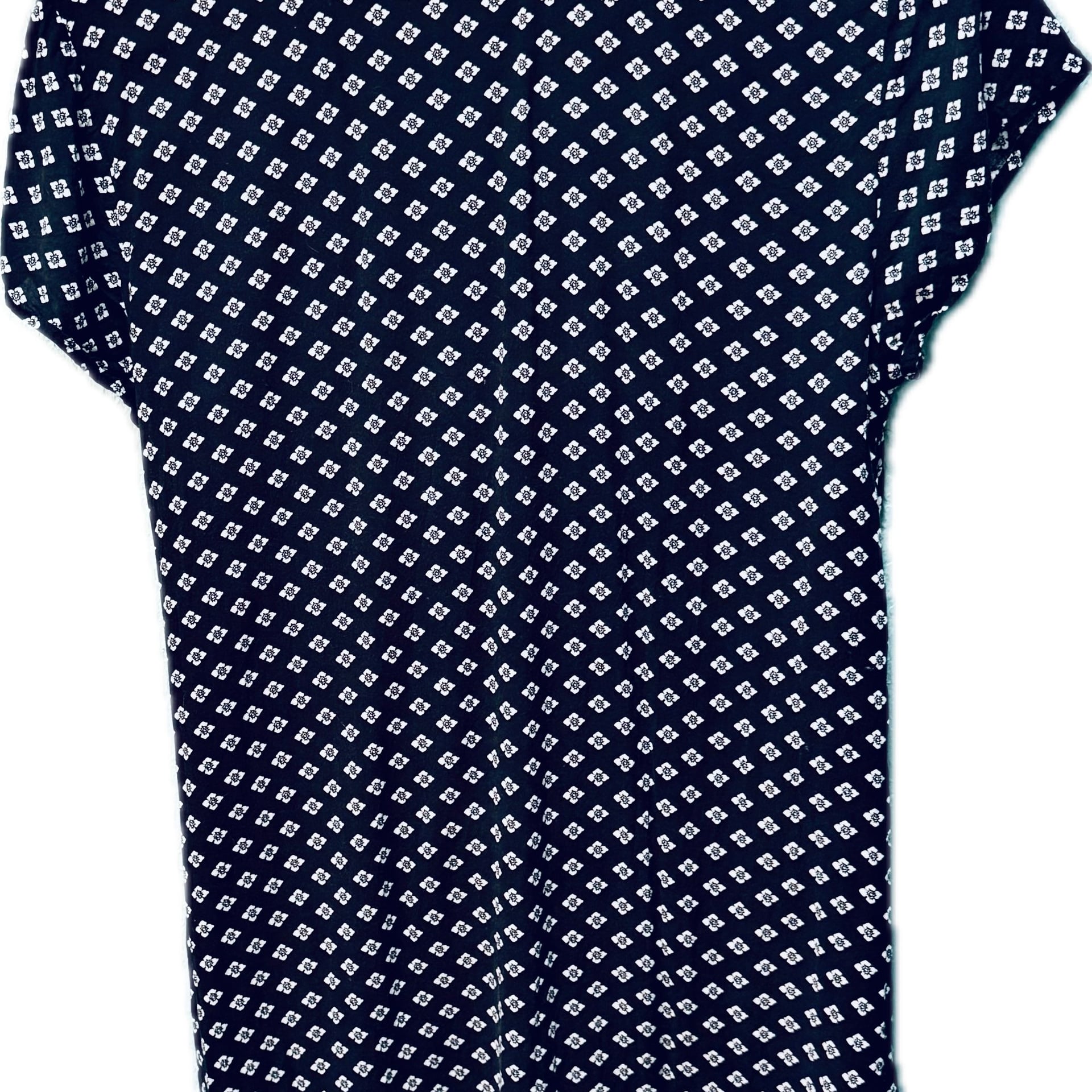 Express Black & White Floral Geometric High-Low Faux Wrap Blouse, Size M 5