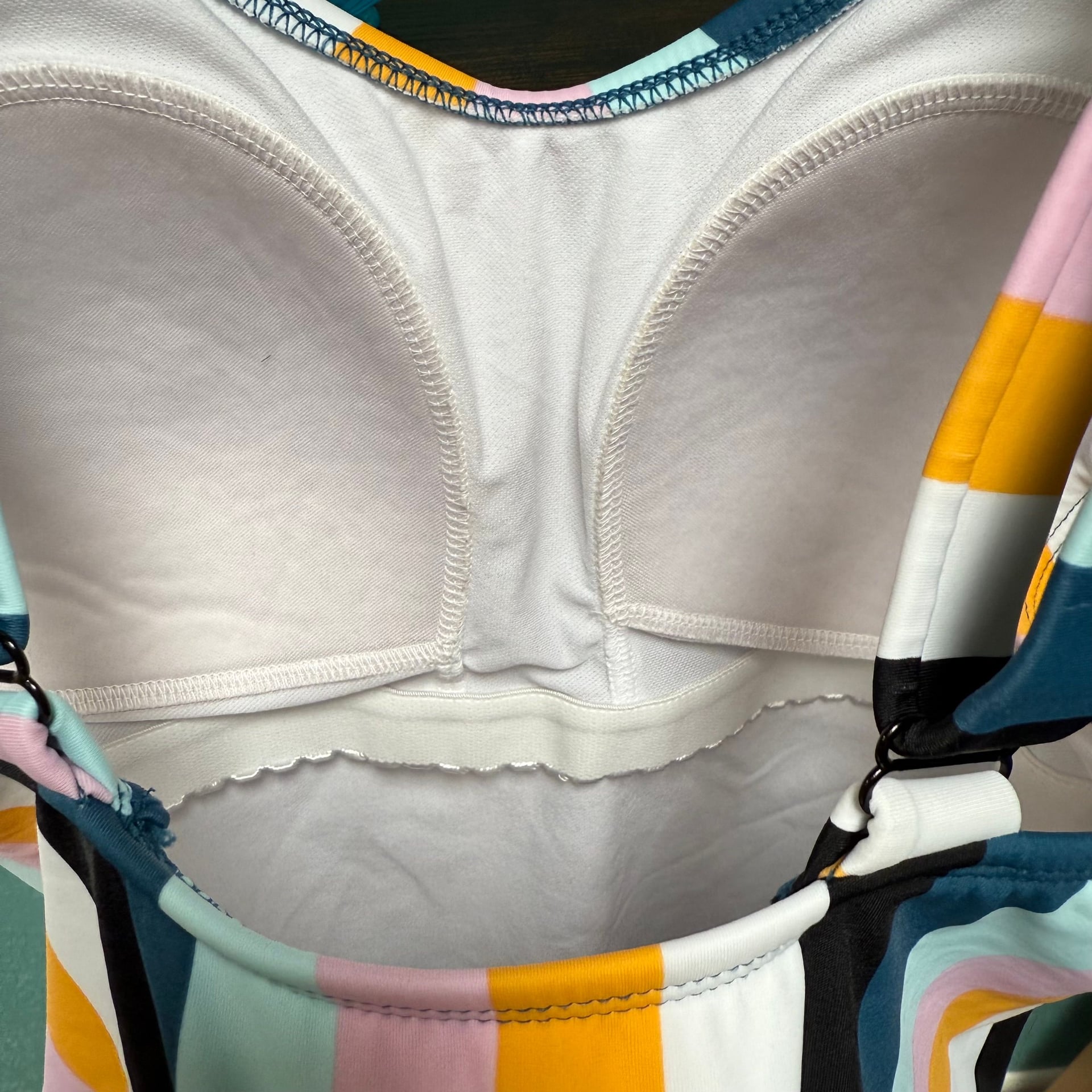 Kona Sol Vertical Stripe One Piece Swimsuit Sz L Colorful EUC 6