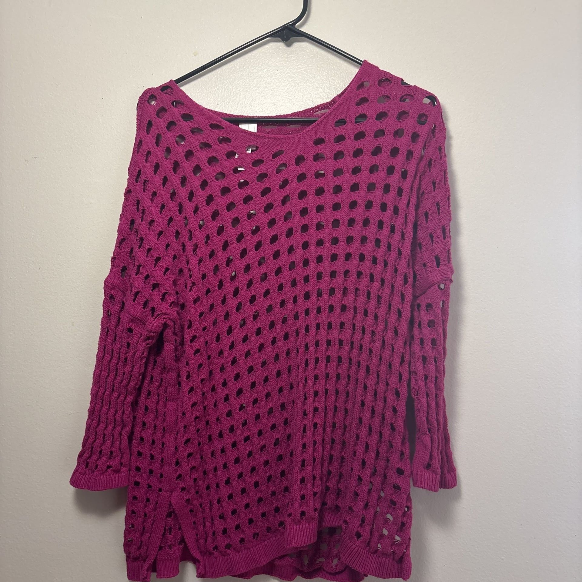 Fuchsia Open Knit Sweater 2