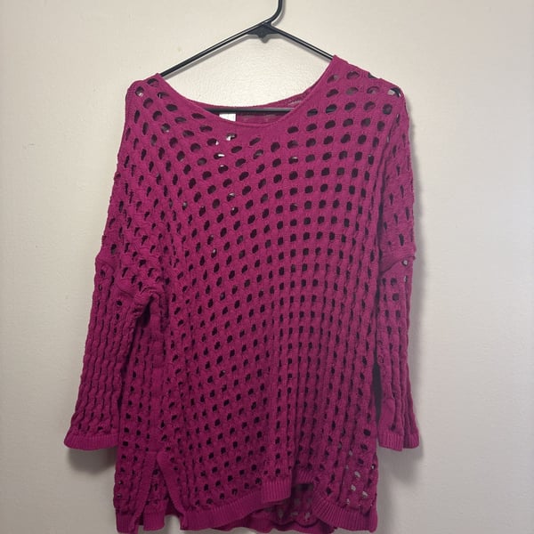 Fuchsia Open Knit Sweater