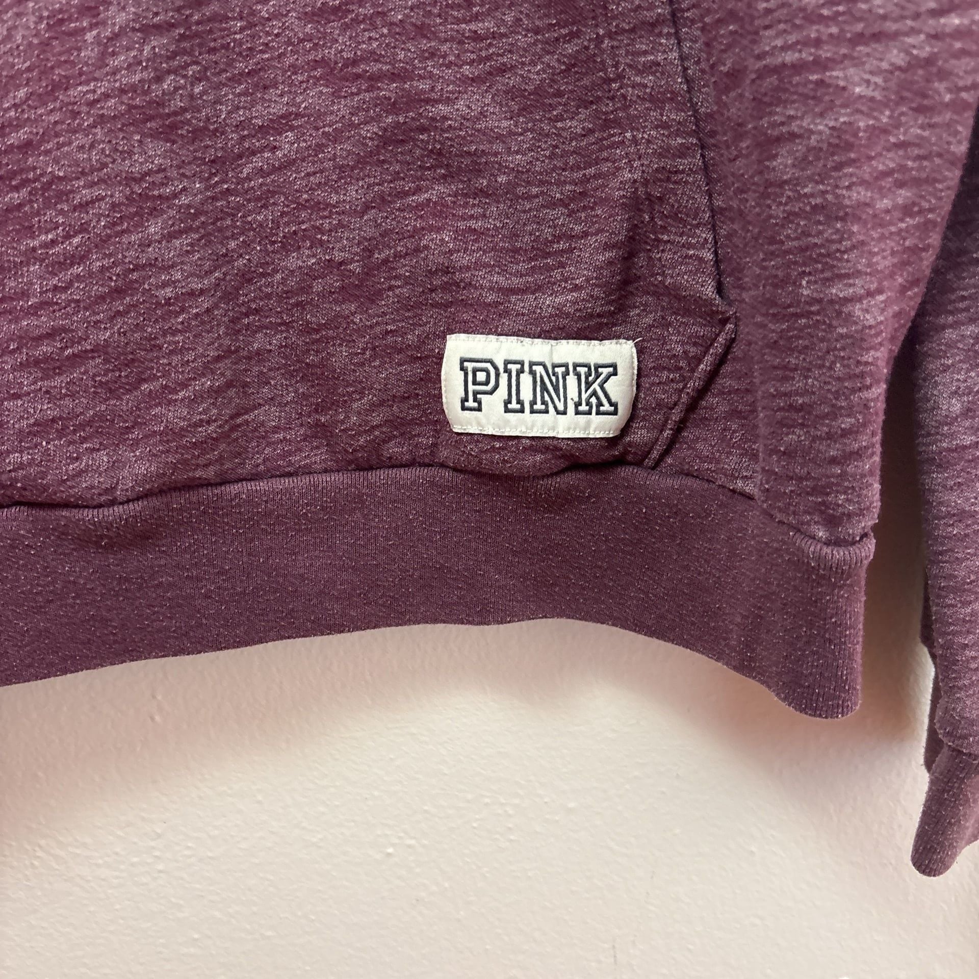 Victoria's Secret PINK Quarter Zip Pullover Sweatshirt Maroon Dog Logo 3