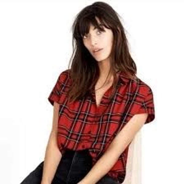 Madewell Central Shirt in Dahl Plaid Red XS