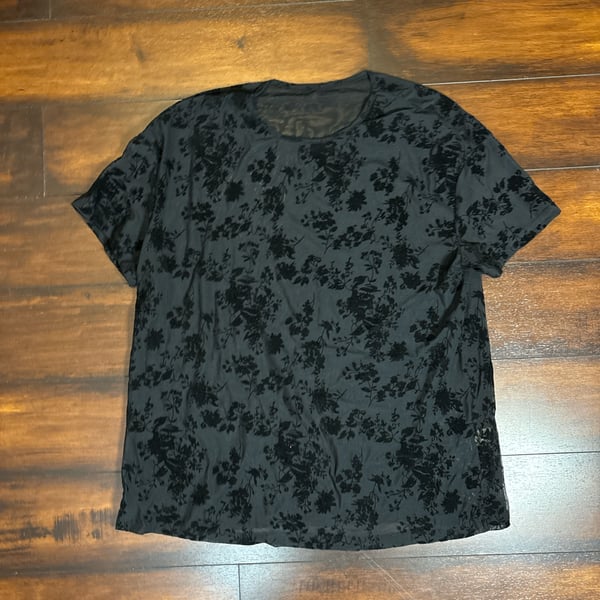 Kathie Lee Collection Black with Burnout Leaf Pattern Pullover Blouse