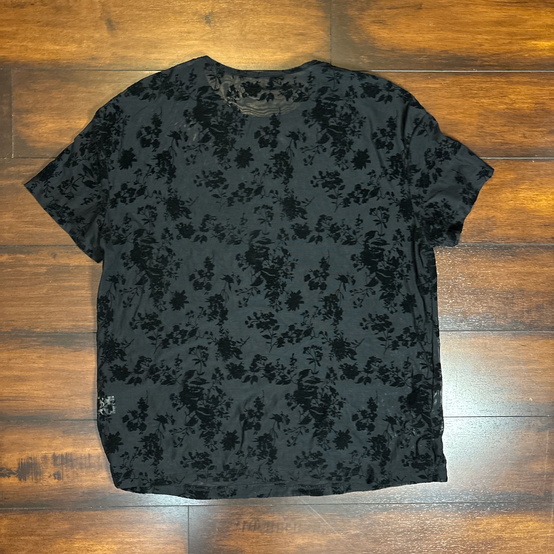 Kathie Lee Collection Black with Burnout Leaf Pattern Pullover Blouse 2