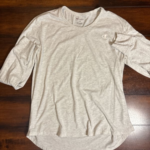 Champion Women's Crewneck Long Sleeve T-Shirt Oatmeal