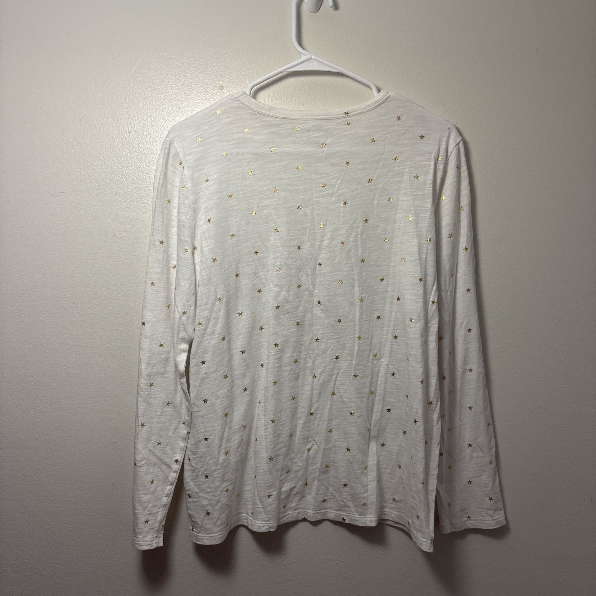 Banana Republic White & Gold Metallic Polka Dot Long Sleeve Top 4
