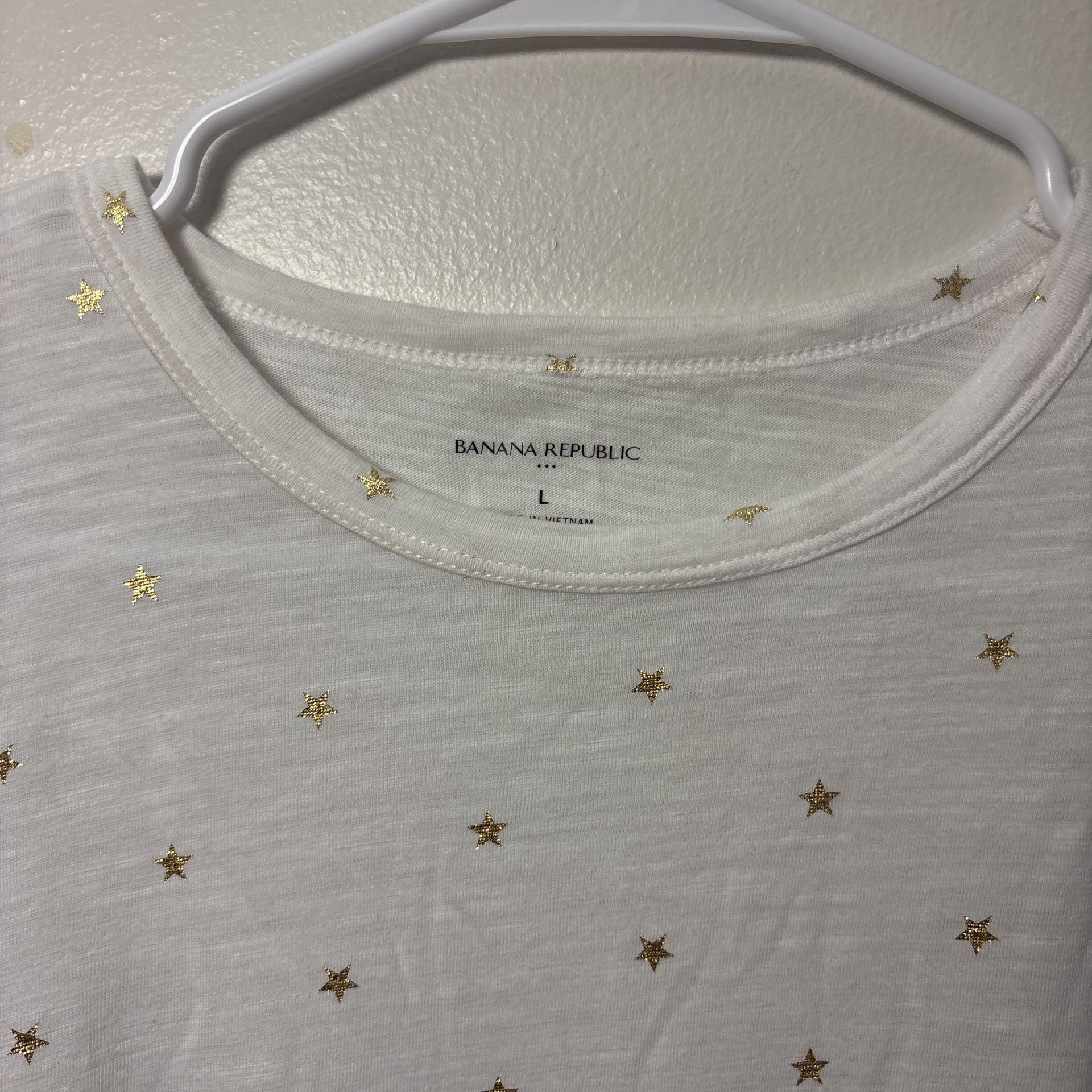Banana Republic White & Gold Metallic Polka Dot Long Sleeve Top 3
