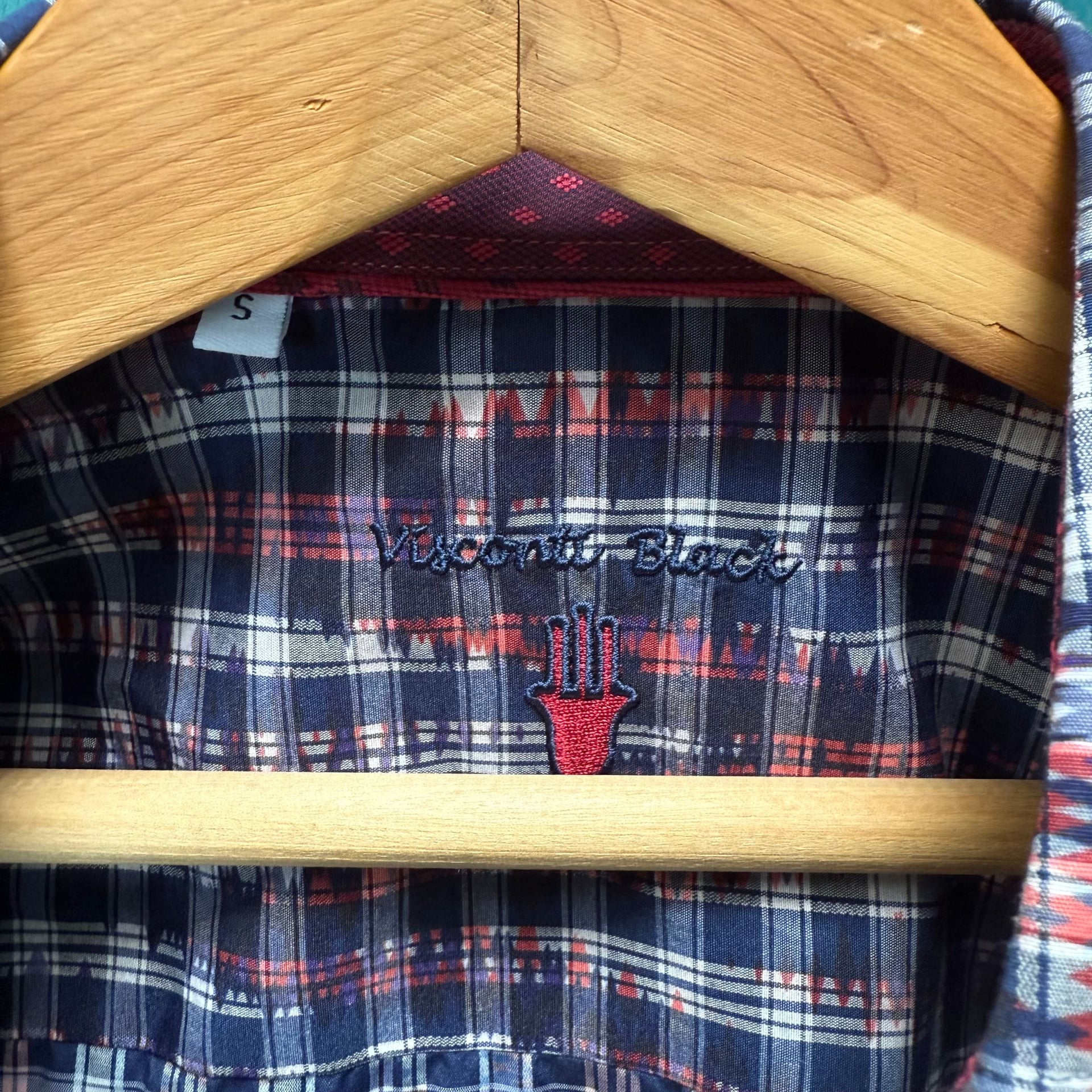 NWT Visconti Black Men Sz S Wavelength Plaid ButtonUp Shirt MultiColor Geometric 11