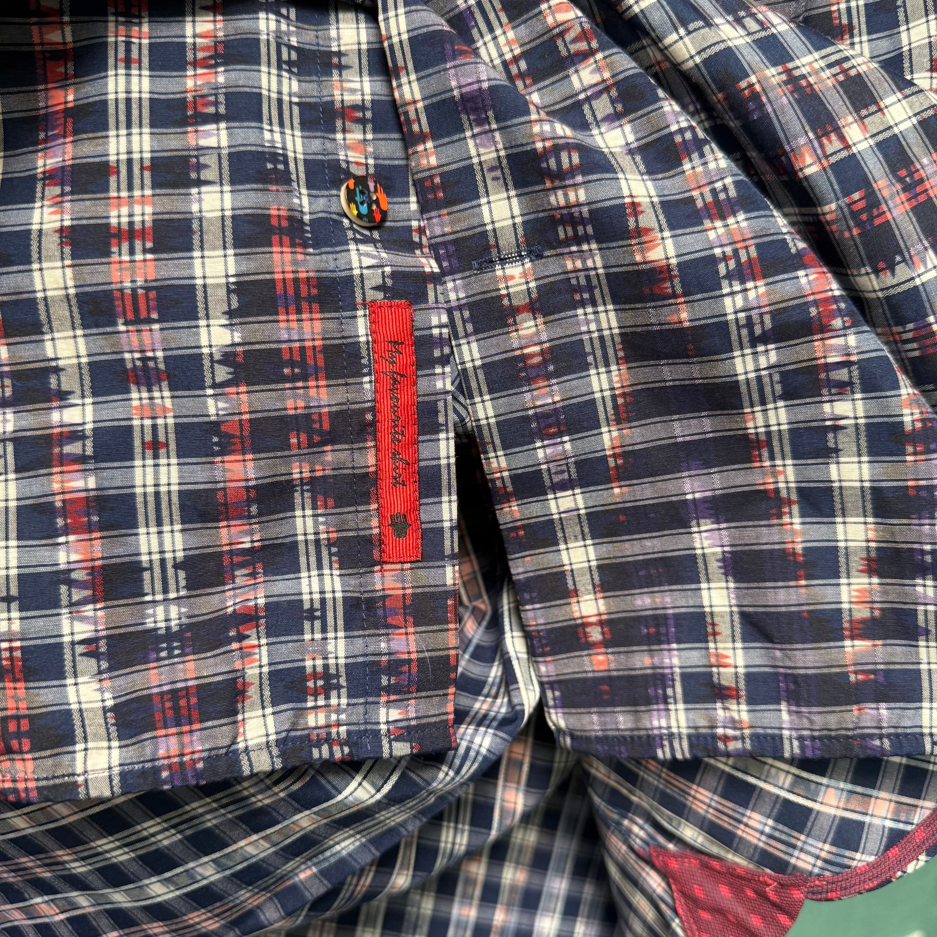 NWT Visconti Black Men Sz S Wavelength Plaid ButtonUp Shirt MultiColor Geometric 7