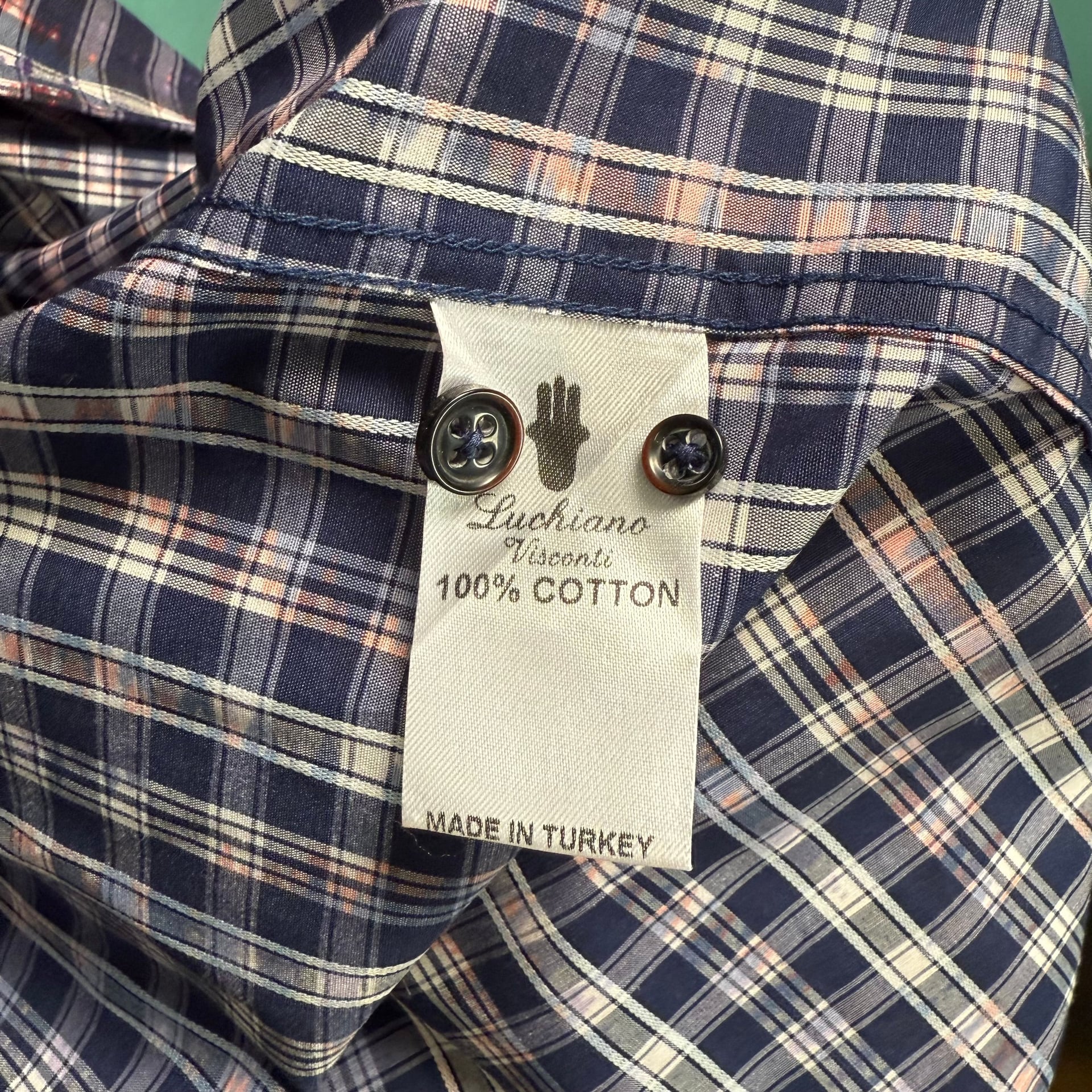NWT Visconti Black Men Sz S Wavelength Plaid ButtonUp Shirt MultiColor Geometric 16