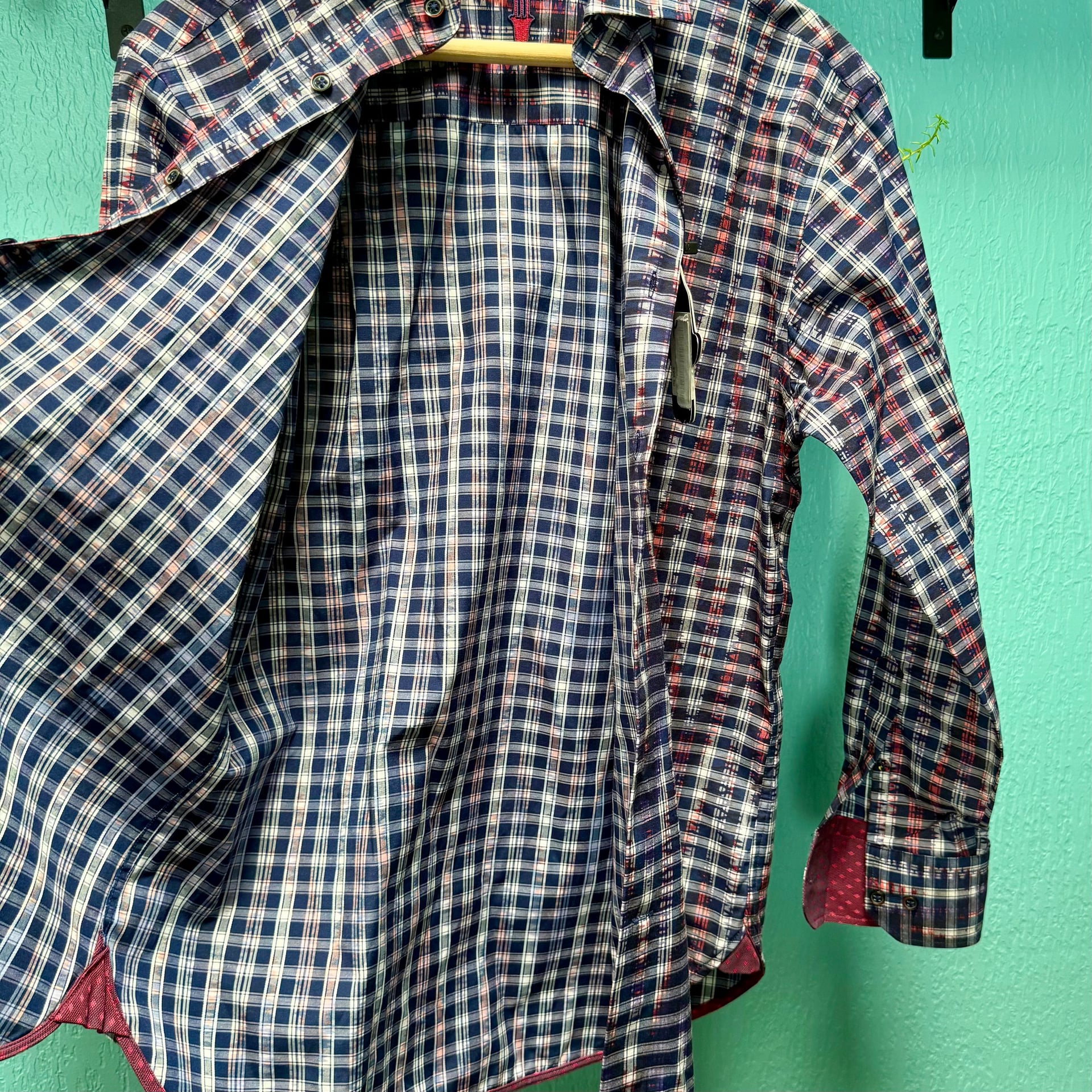 NWT Visconti Black Men Sz S Wavelength Plaid ButtonUp Shirt MultiColor Geometric 10