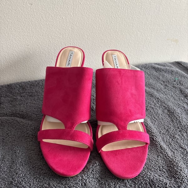 Tahari Lahni Slide Sandal in Pink Suede