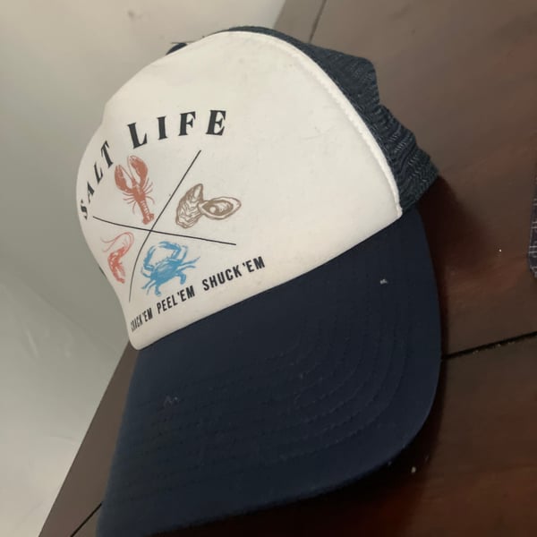 Salt Life Live Salty Snapback Trucker Hat Navy Blue White