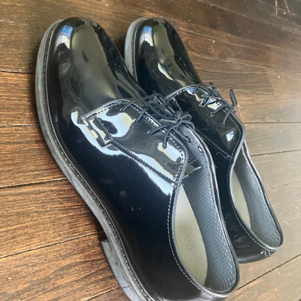 CAPPS Men's Black High Gloss Military Uniform Dress Shoes