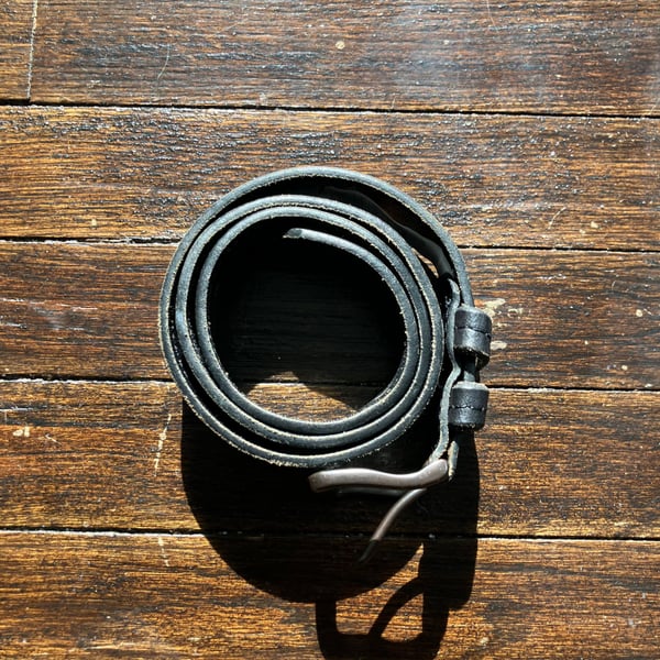 Black Leather Belt with Snap-On/Off Buckle, Rock N Roll Biker Style