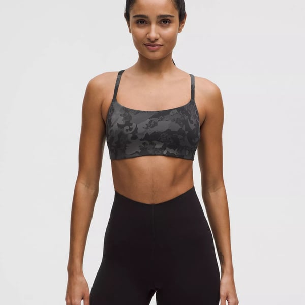 Lululemon Flow Y Bra Black Camo Light Support Nulu