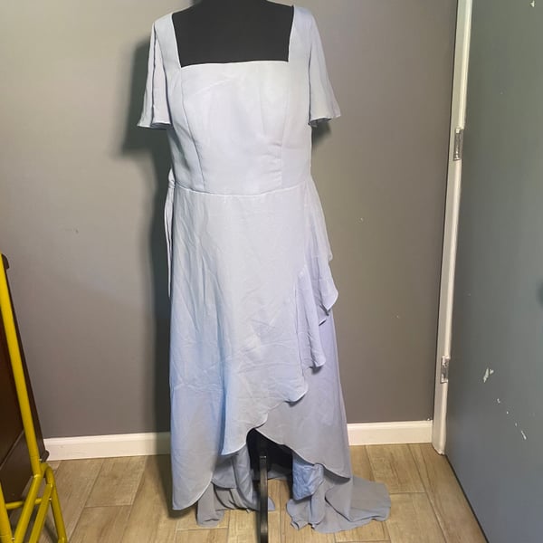 Light Blue Ruffled High-Low Asymmetric Hem Dress NWT MSRP $219 Size 16W