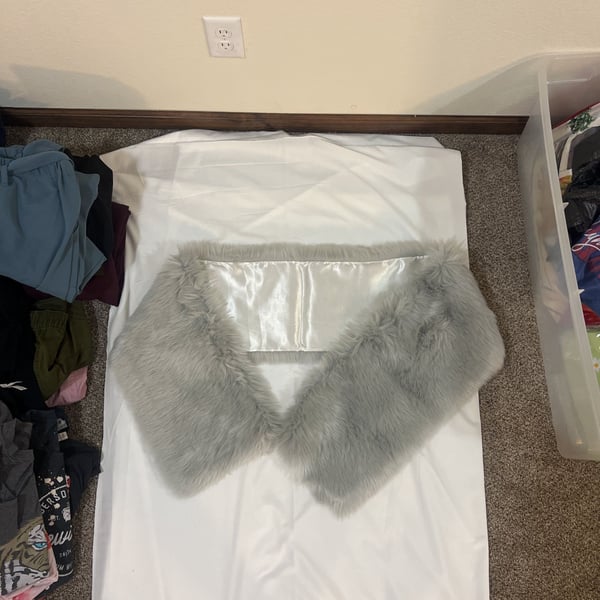 SET OF 2 Gray Faux Fur Bridal Wrap Wedding Shrug Stole