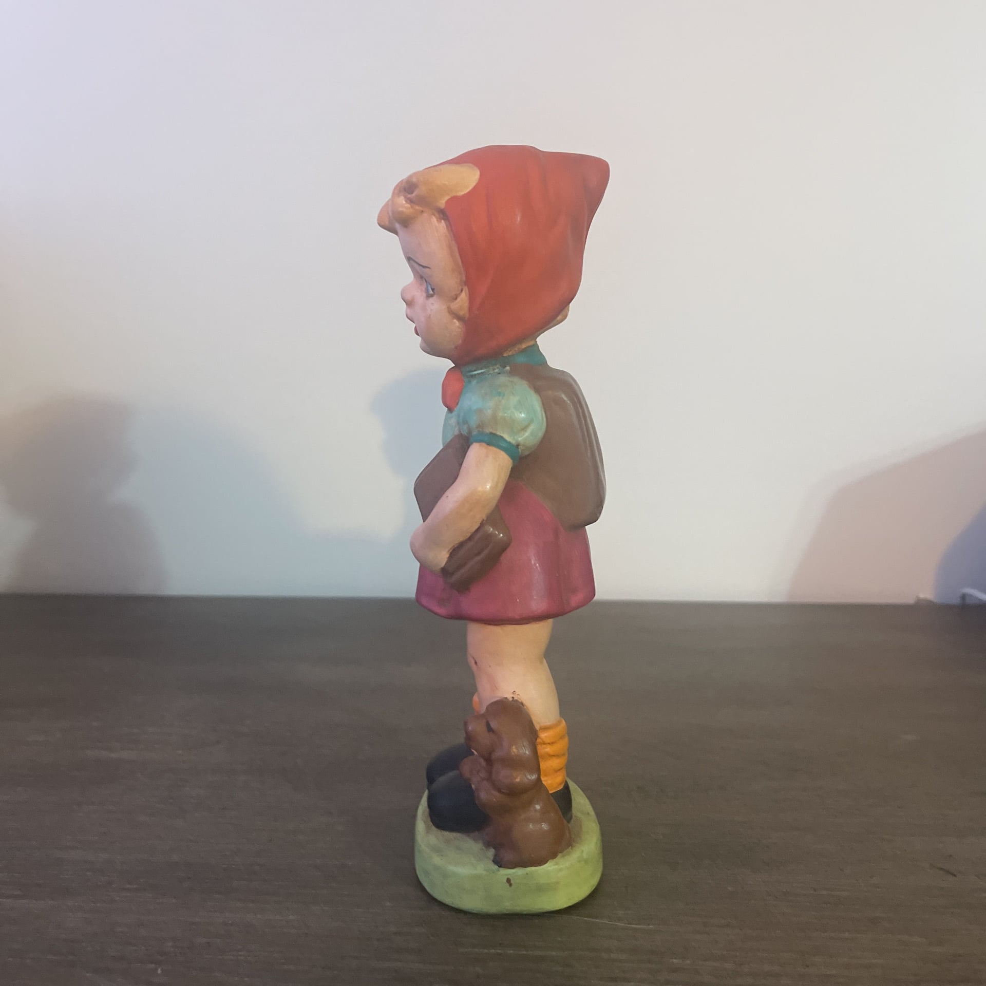 Vintage Ceramic School Girl with Books and Puppy Figurine 2