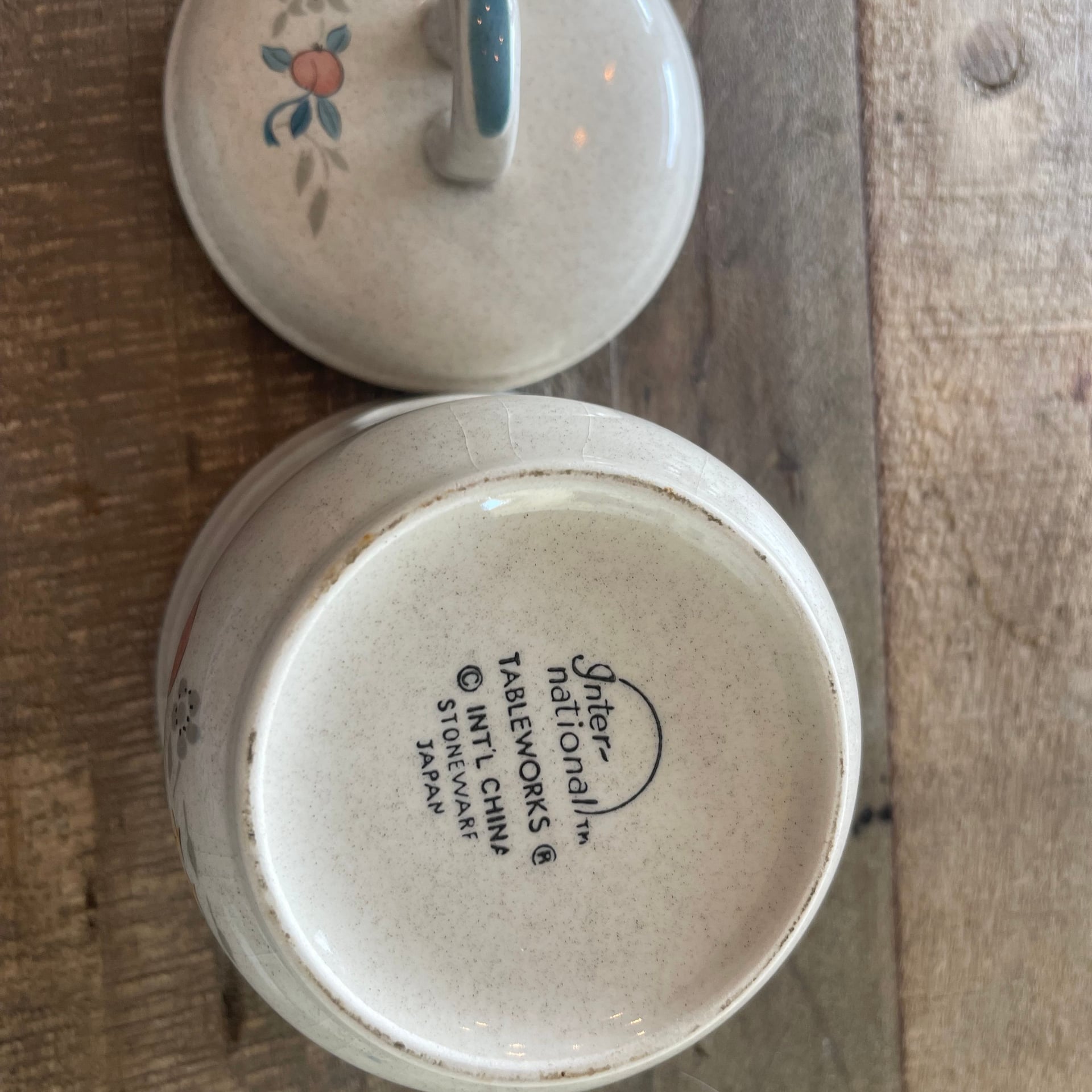Vintage "Marmalade" Goose and Fruit Stoneware Creamer & Sugar Set 3