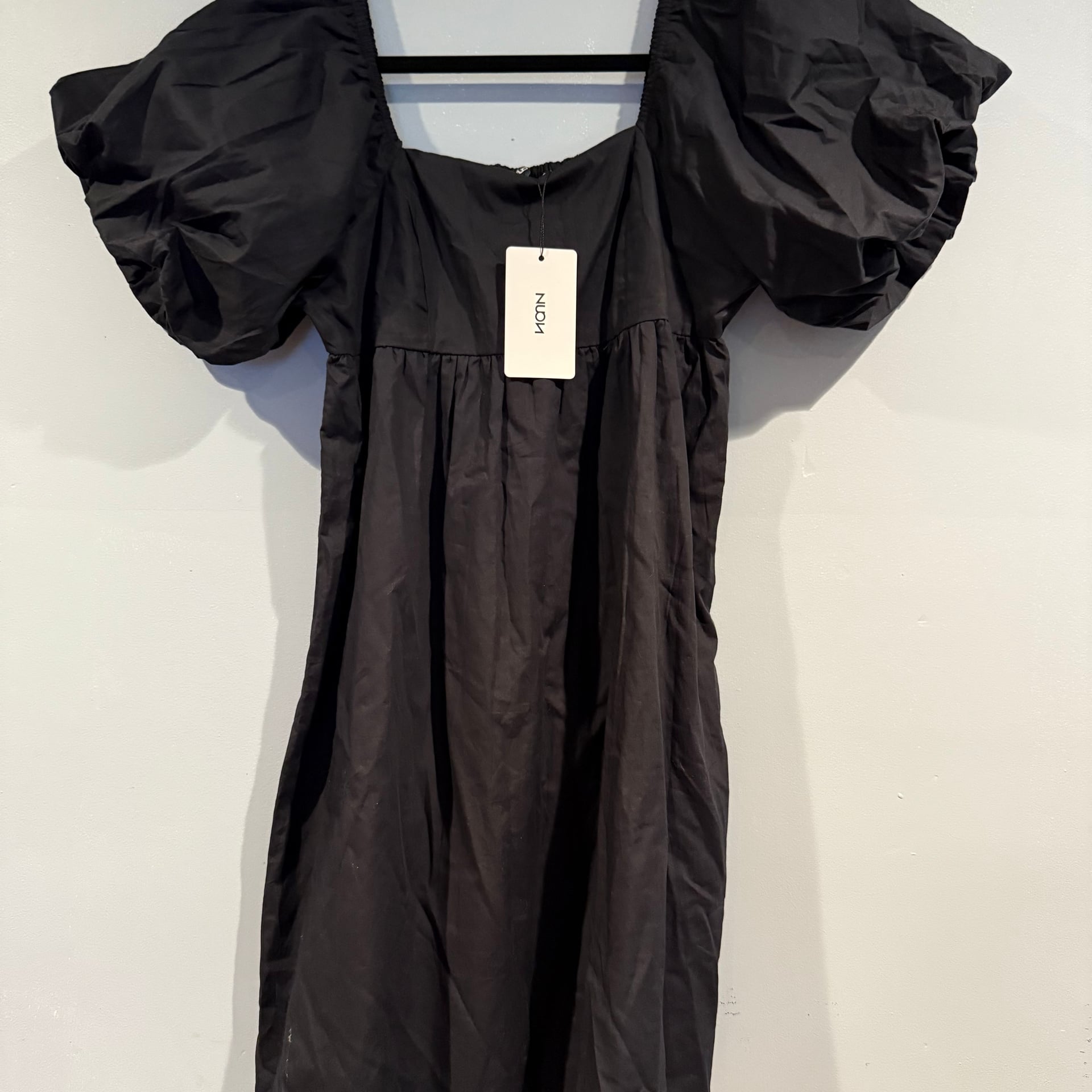 Black Smocked Cotton A-Line Dress 1