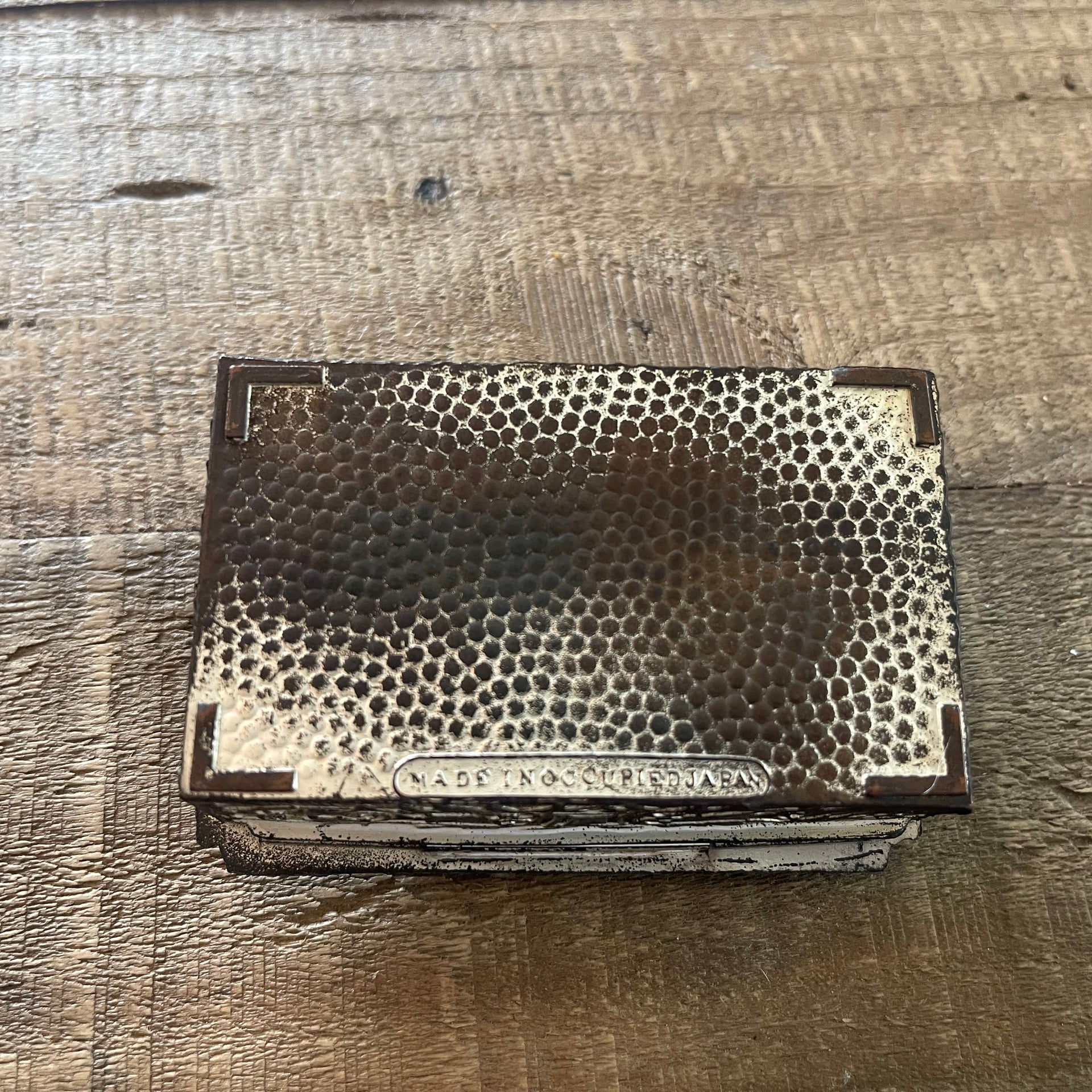 Vintage WWII Era Japanese Silver Embossed Floral Trinket Box Cigarette Holder 3
