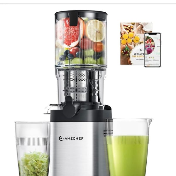 AMZCHEF Cold Press Juicer, Juicer Machines - 4.6" Large Feed Chute for Whole Fruits & Vegetables