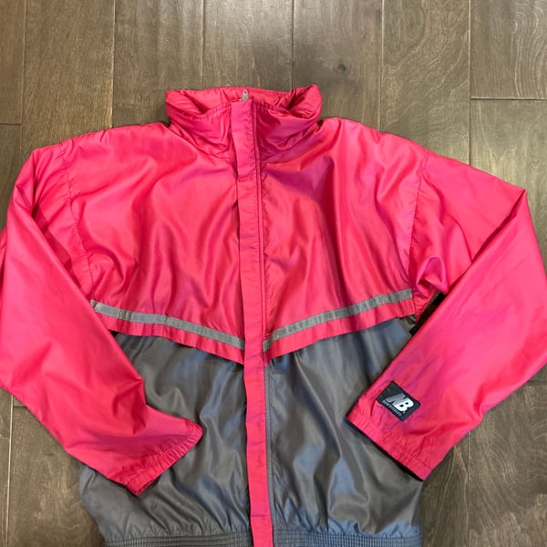 Vintage New Balance Windbreaker Jacket Pink Gray S Reflective Stripe Full Zip