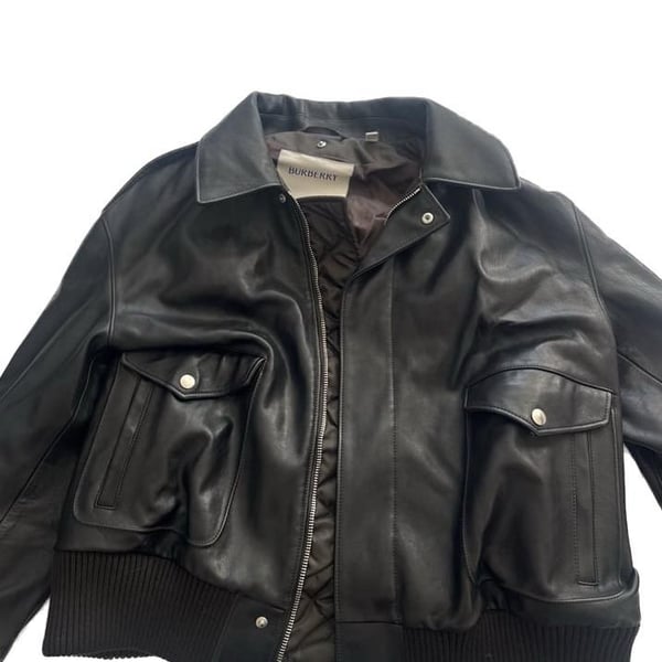 Men’s Burberry Leather Bomber Jacket Black