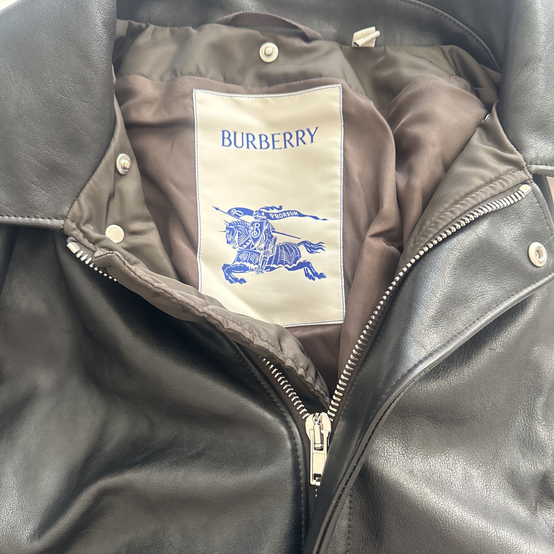 Men’s Burberry Leather Bomber Jacket Black 3