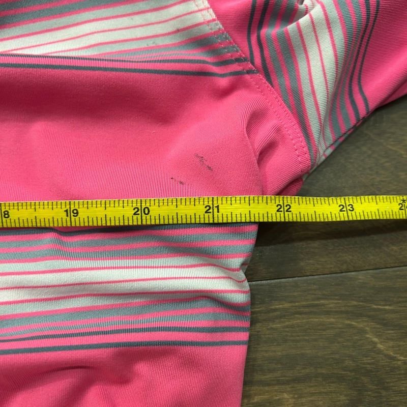 Nike Golf Tour Performance Dri-Fit Pink Striped Polo Shirt Large 6