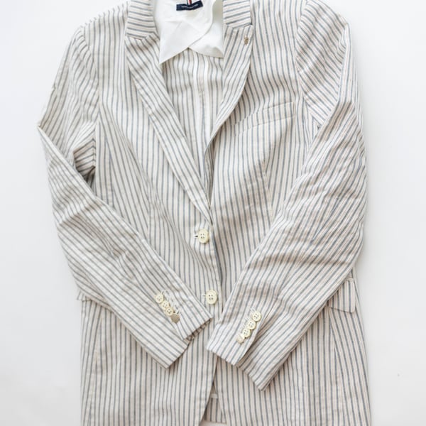 Tommy Hilfiger Men's Blue Stripe Modern-Fit Blazer Sport Coat Jacket 40Short,