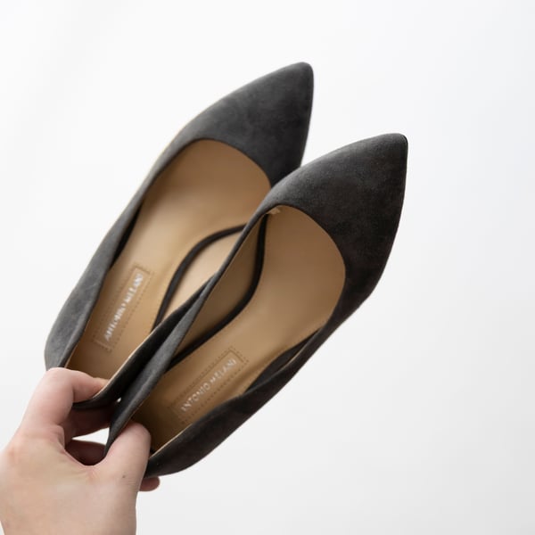 Antonio Melani Ellery Black Suede Flared Heel Pumps