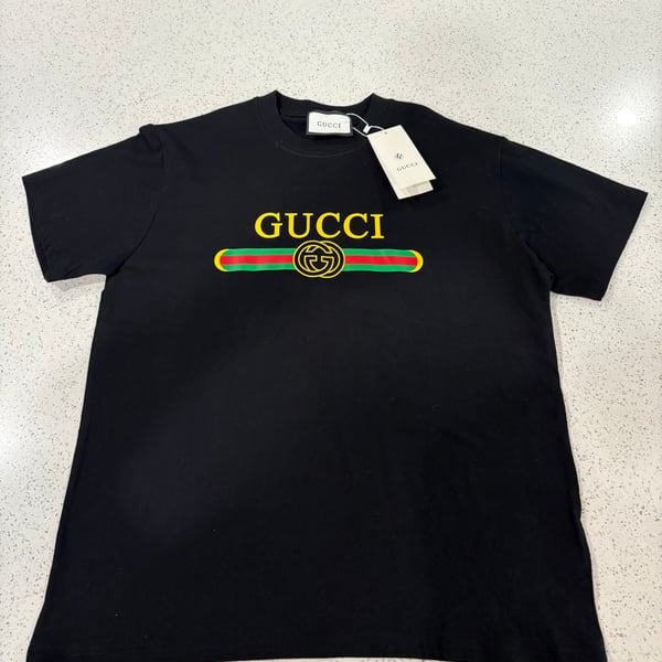 Gucci Black Distressed Logo Oversized T-Shirt