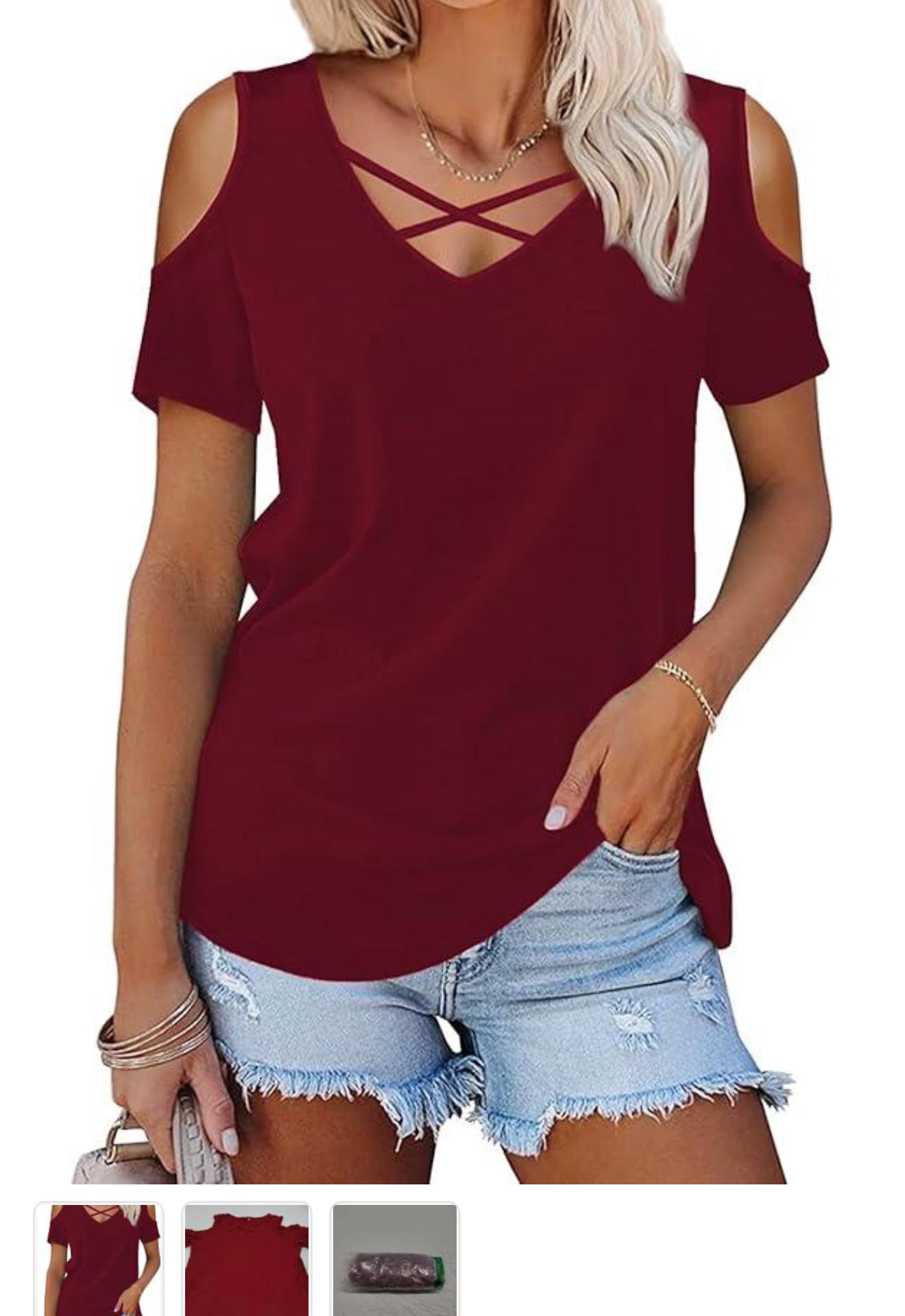 TKing Fashion Women's Short Sleeve Shirts V Neck Loose Fitting Tops Casual Solid T-shirts Trendy Basic Tunic Summer Ladies Tops Wine XL - .com, 2