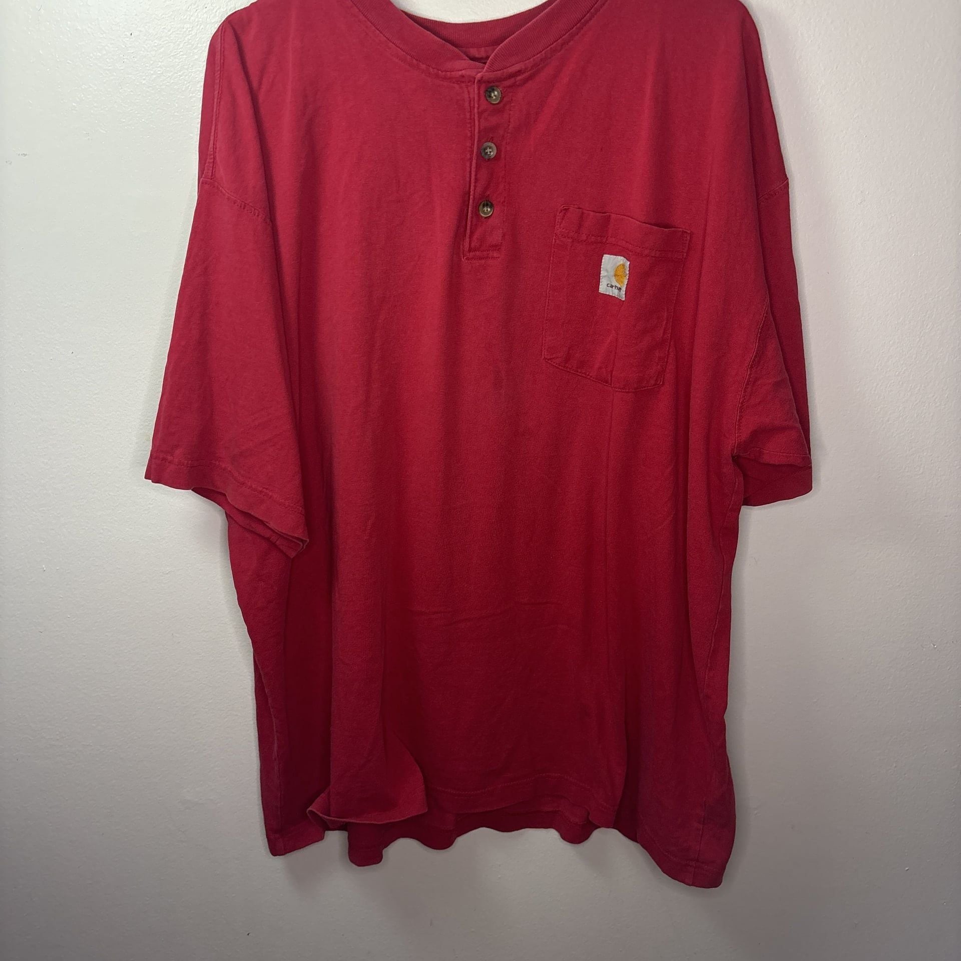 Carhartt Men's Red Short Sleeve Henley with Pocket 2