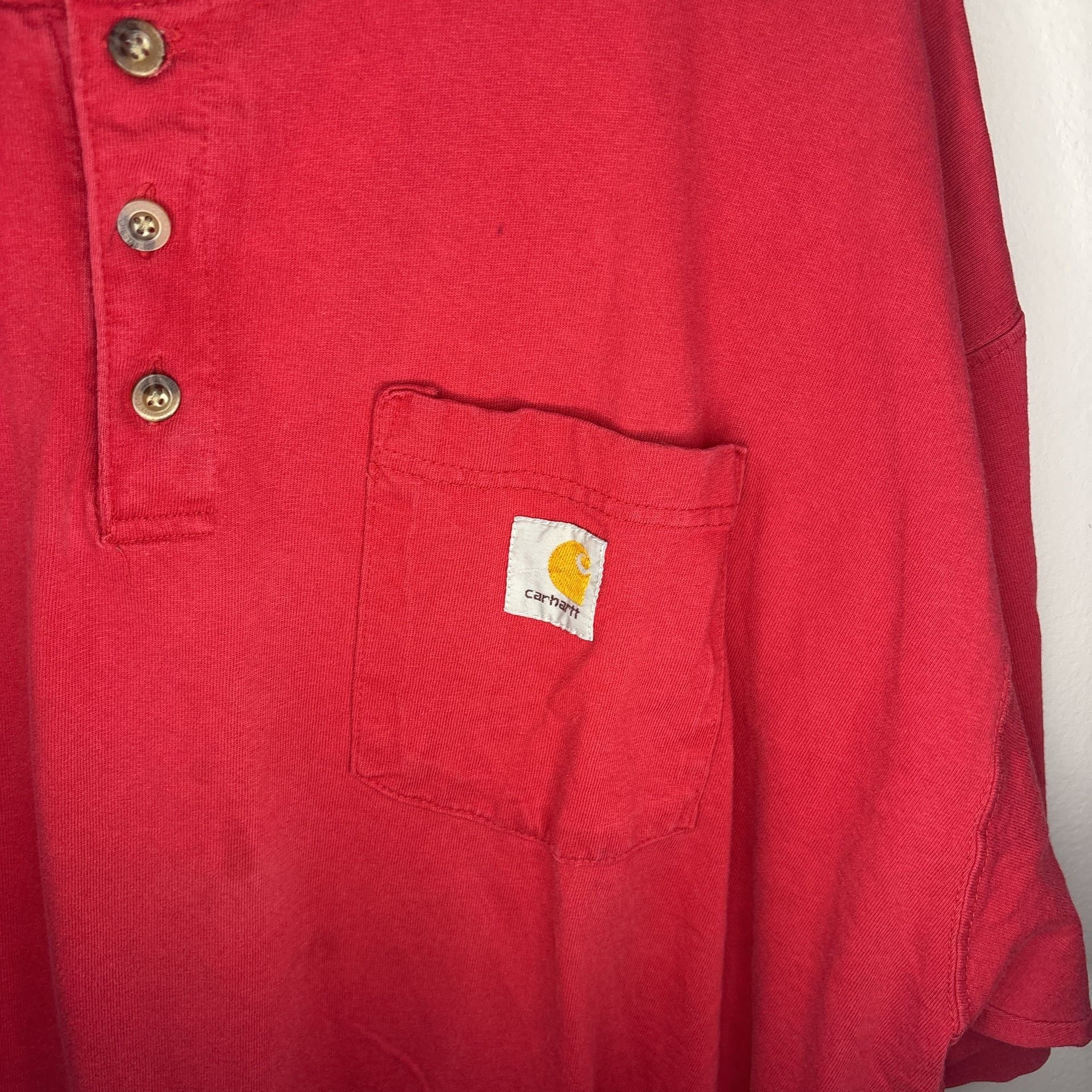 Carhartt Men's Red Short Sleeve Henley with Pocket 3