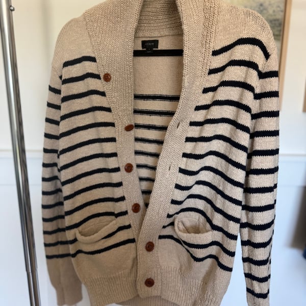 J.Crew Striped Shawl Collar Cardigan Sweater