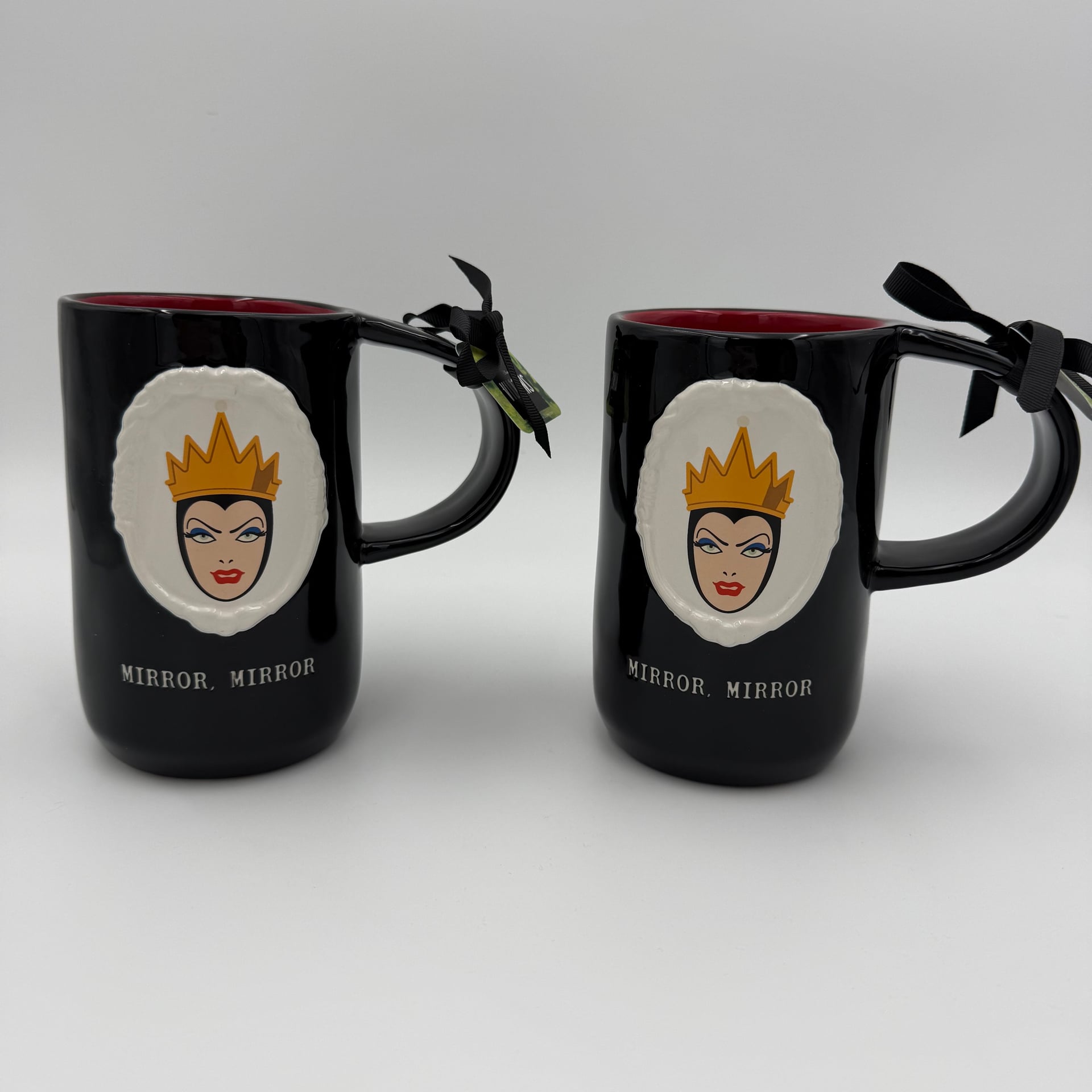 Two Disney Villains Evil Queen Mirror Mirror Tall Black Mug 2