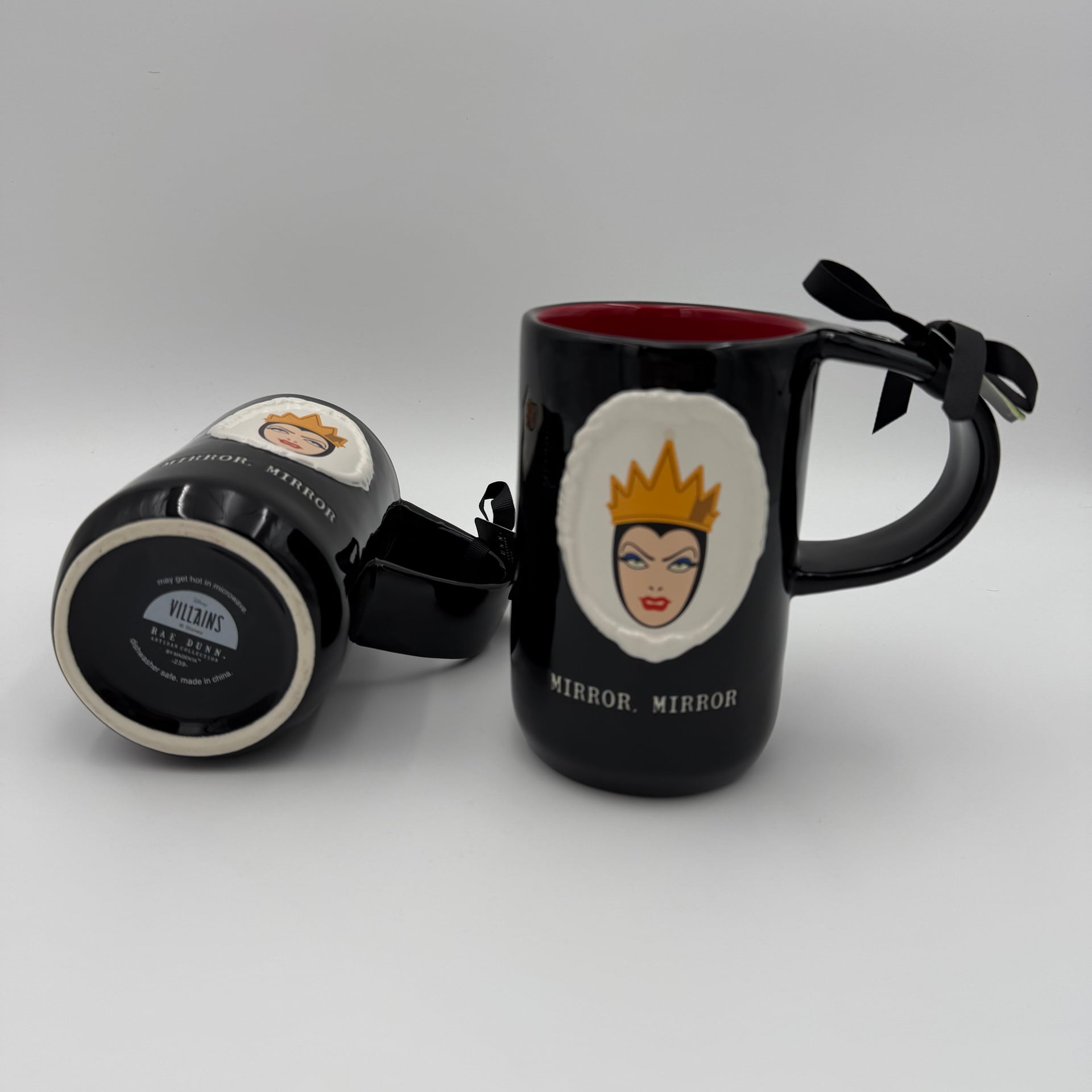 Two Disney Villains Evil Queen Mirror Mirror Tall Black Mug 3