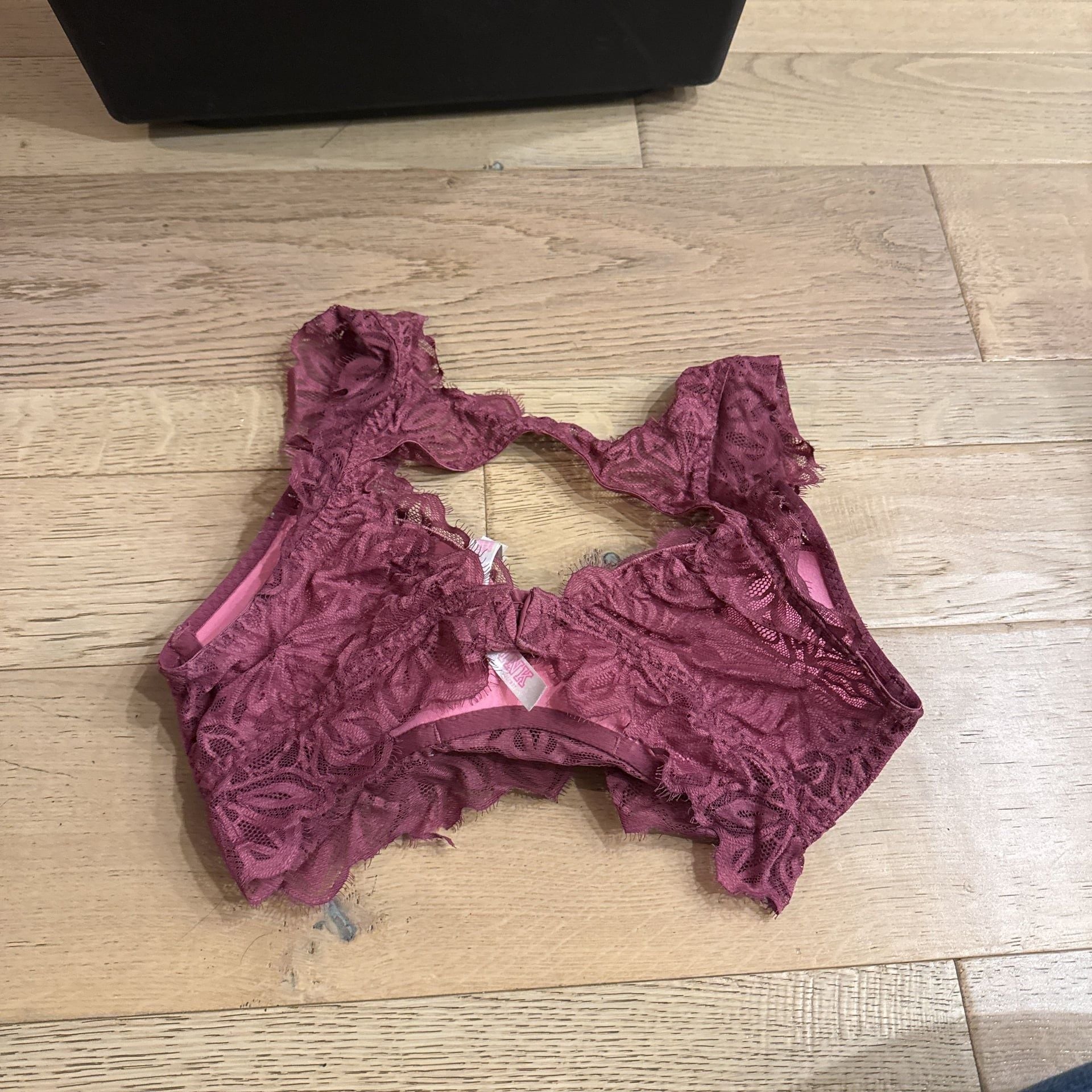 PINK Victoria's Secret Date Push-up Bralette Magenta Pink Lace Small Women's 3