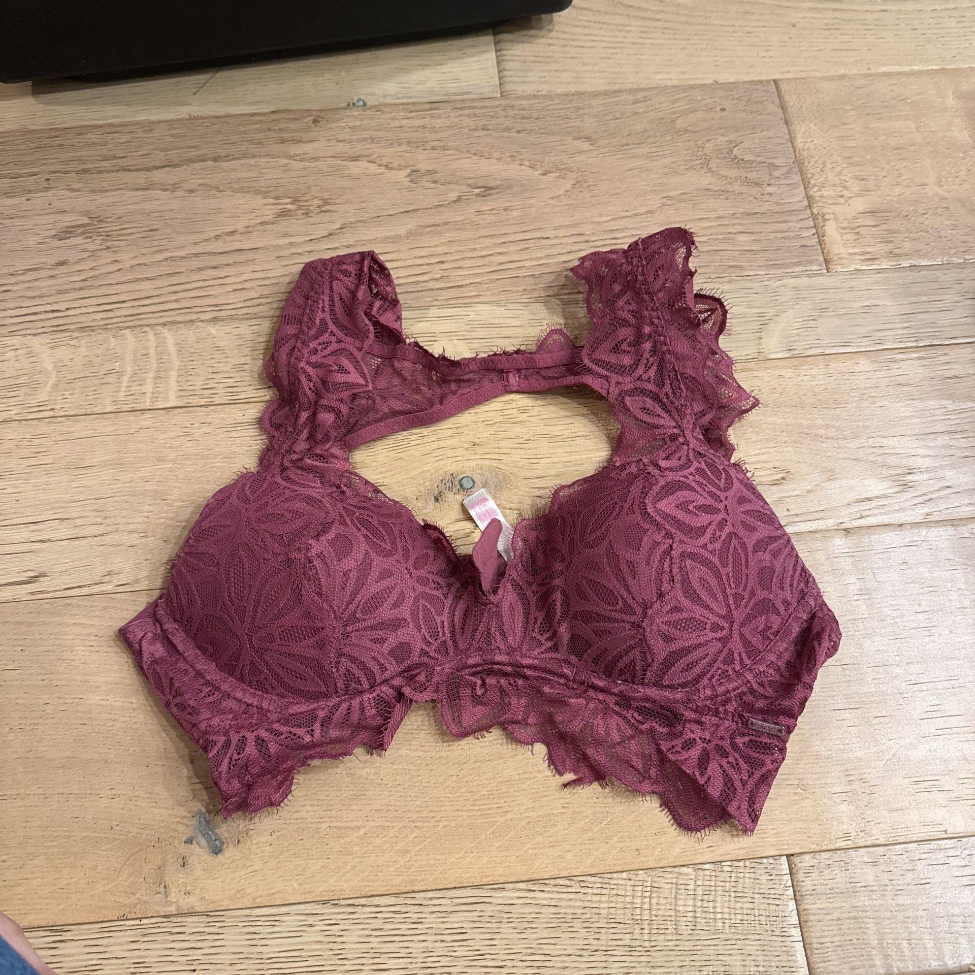 PINK Victoria's Secret Date Push-up Bralette Magenta Pink Lace Small Women's 2