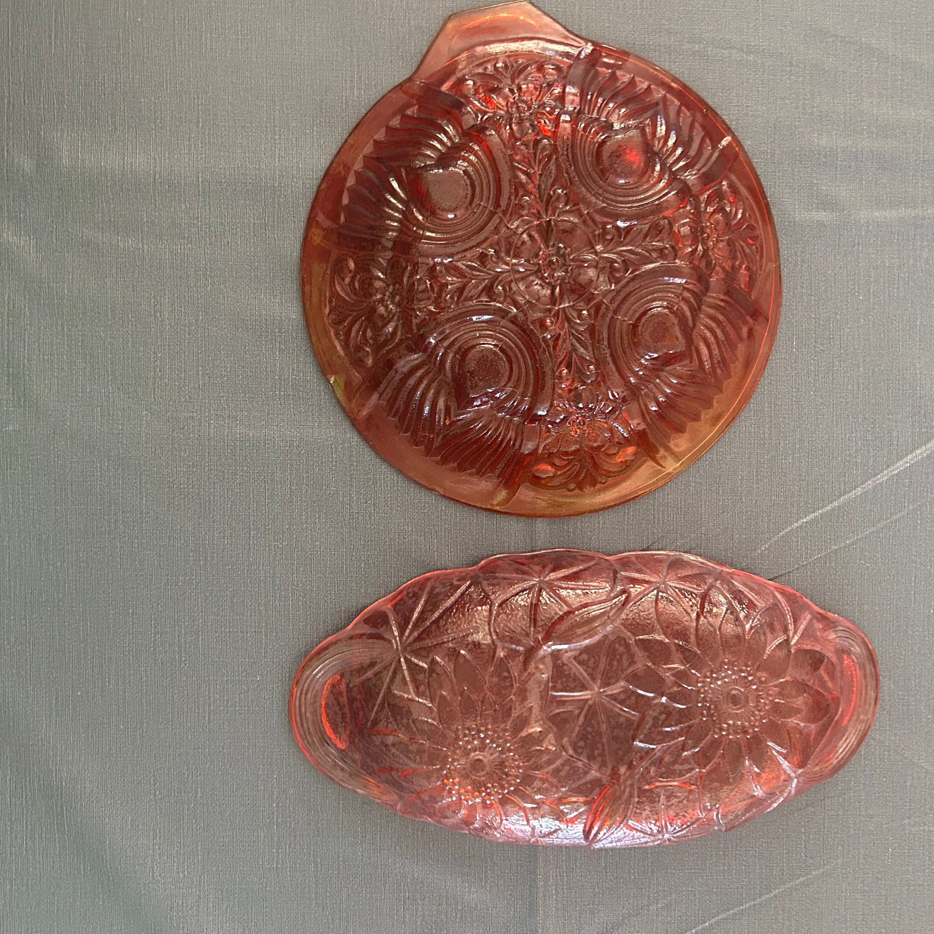 Vintage Glass Marigold Carnival Divided Relish Dish & Tray 2