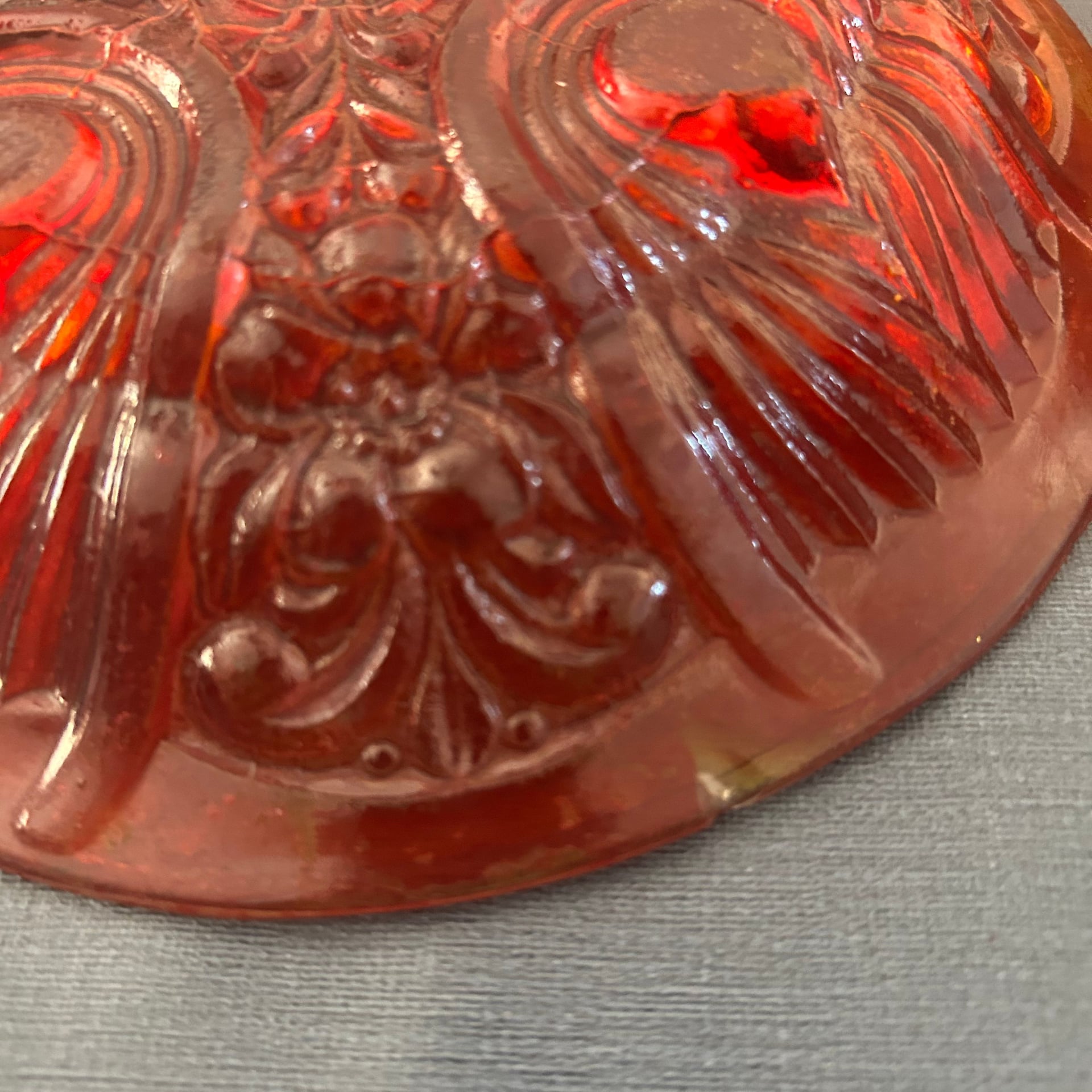 Vintage Glass Marigold Carnival Divided Relish Dish & Tray 4